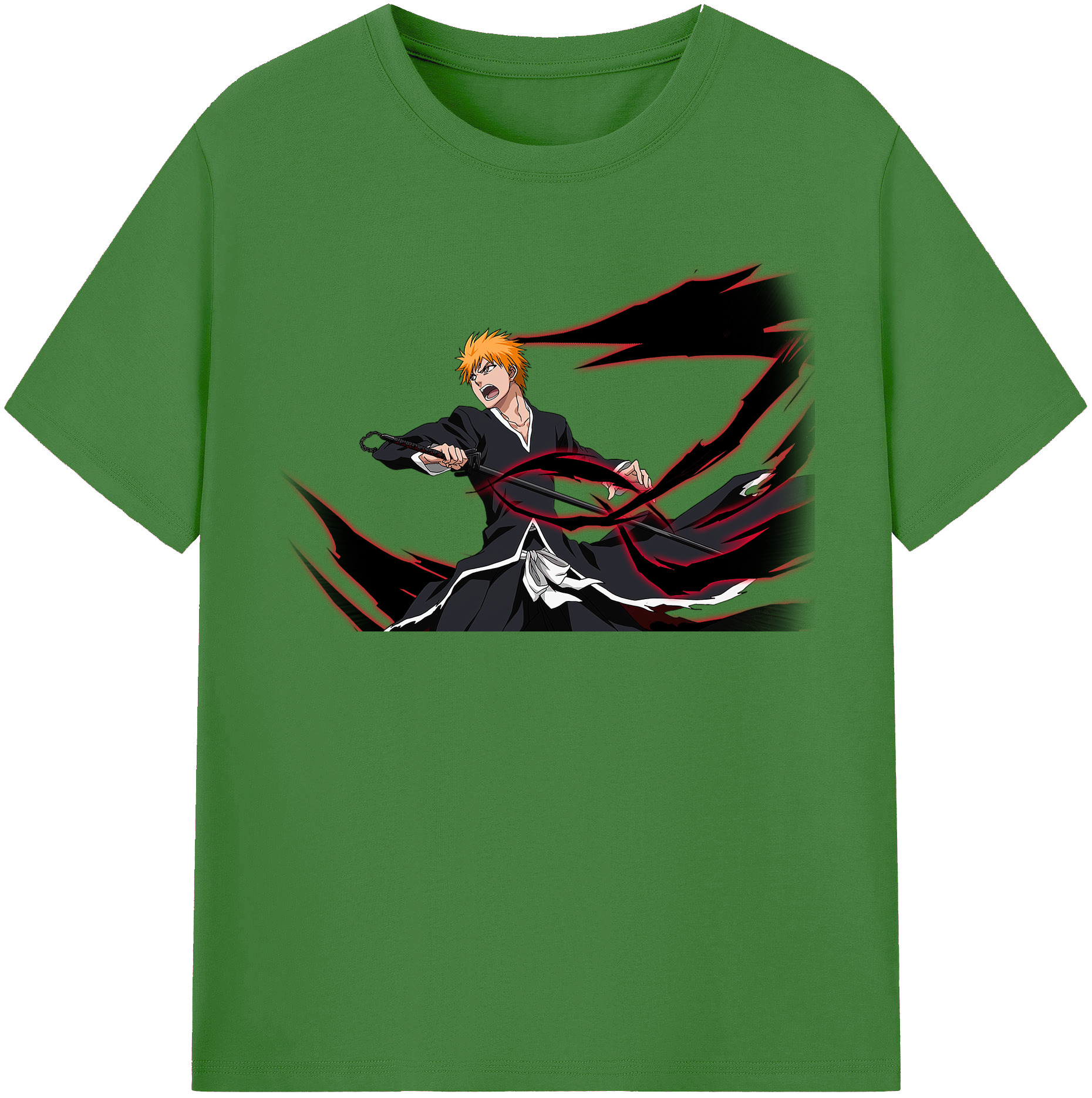 （画像用） ブリーチ 黒崎一護（くろさき いちご）BLEACH Kurosaki Ichigo レディースカジュアルプリントTシャツ（綿100％）